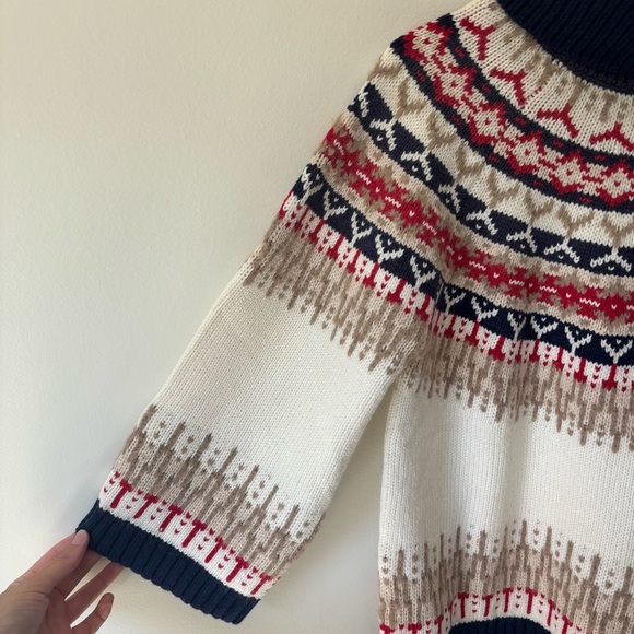 Lands’ End Ski Fair Isle Turtle Neck Sweater Wool Alpaca Cabin Fisherman Holiday - Picture 5 of 9